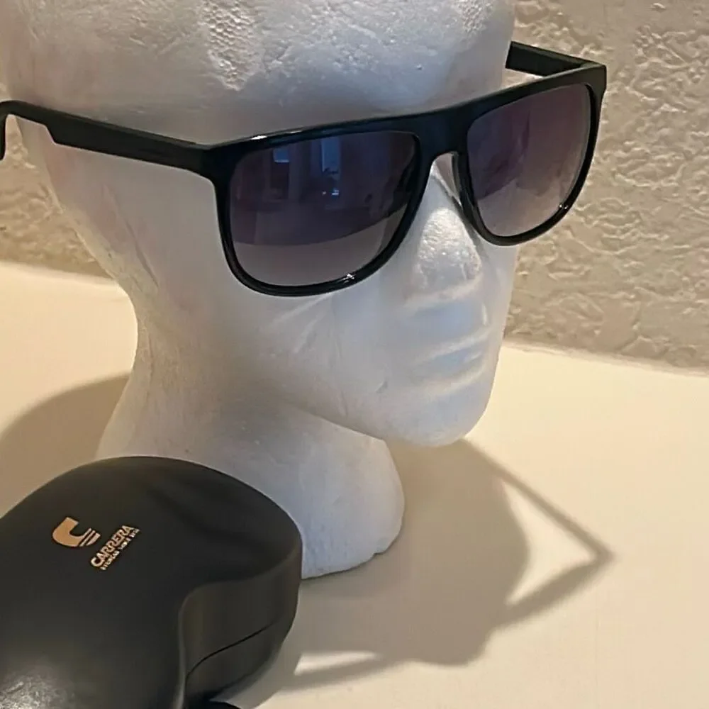Carrera Sunglasses 5003 Unisex Black Plastic Frame & Gray Lenses Oversized NEW